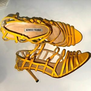 Manolo Blahnik Yellow Strappy Heels